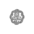 Ciondolo a fiore cavo in lega d'argento con scritta #1 MOM e strass scintillanti - Argento #1MOM (Argento 1)