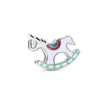Pendentif licorne cheval à bascule argenté avec émail blanc et détails colorés - Forme de Cheval à Bascule (Argent 5)