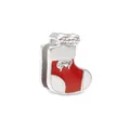 Charm botte de Noël en émail rouge et blanc pour bracelet à mailles bijoux - Chaussette de Noël (8) / Argent