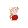 Charme de renne doré avec nez rouge et émail pour accessoires de bracelet mesh - Renne (9) / Or rose