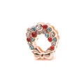 Charm couronne de Noël en or rose avec cristaux colorés pour bracelets en maille - Couronne de Noël (4) / Or rose
