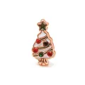 Pendentif sapin de Noël or rose avec émail blanc et strass scintillants rouges et verts - Sapin de Noël (5) / Or rose