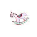Accessoire de bracelet DIY avec un cheval à bascule en émail blanc et finition or rose - Forme de Cheval à Bascule (Or Rose 5)