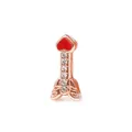 Charm cœur en or rose avec émail rouge et zircons pour bracelet en maille DIY - Cœur avec Pierres (Or Rose 3)