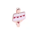 Charme pour bracelet en or rose avec motif de vagues en émail blanc et rouge - Forme de Vague Trapézoïdale (Or Rose 11)