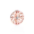 Boucle d'oreille fleur évidée en or rose ornée d'un zircon rond central brillant - Rond Creux avec Pierre (Or Rose 12)