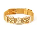 Bracciale a maglia dorata con ciondoli a forma di stella marina e zampette con fibbia - Oro Zampa Campanello (ST04)