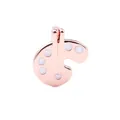 Breloque pour bracelet en maille or rose avec palette d'artiste en émail blanc et pinceau - Palette d'Art (Or Rose 13)