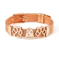 Bracelet en maille or rose avec cloche en strass et breloques de pattes pour femmes - Or Rose Patte Cloche (ST05)
