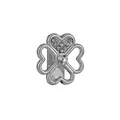 Ciondolo quadrifoglio argento con petali a cuore e cristalli per cinturino da 10mm - Trifoglio Argento (Argento 6)