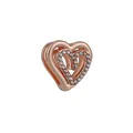 Charm a cuore oro rosa con cristalli per cinturini di bracciali da 10mm DIY - Doppio Cuore Oro Rosa (Oro Rosa 2)