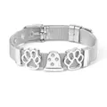 Bracelet keeper en maille argentée avec étoile de mer en strass et sangle de montre réglable - Argent Patte Cloche (ST06)