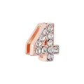 Charm chiffre 4 en or rose serti de cristaux brillants pour bracelets à breloques - Chiffre 4 (Or Rose 4)
