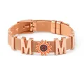 Rose gold mesh bracelet featuring a vibrant MOM sunflower charm with a pin buckle - Rose Gold - MOM Sunflower Style
