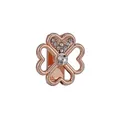 Ciondolo a cuore in oro rosa con cristalli bianchi e clip a U per cinturini orologio - Trifoglio Oro Rosa (Oro Rosa 6)