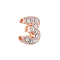 Charme chiffre 3 en or rose avec cristaux blancs pour bracelets coulissants de 10mm - Numéro 3 (Or Rose 3)