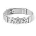Bracelet en maille argentée avec breloque étoile de mer et pendentifs arbre de vie - Argent Arbre de Vie Poisson (ST15)