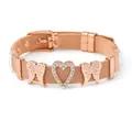 Bracelet à maille rose doré avec pendentif cœur en strass et ailes d'ange élégant - Or Rose Cœur Ailes (ST17)