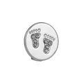Ciondolo tondo in lega d'argento lucido con impronte di bambino in strass scintillanti - Impronta Argento (Argento 7)