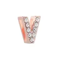 Breloque lettre V en or rose 10mm sertie de cristaux pour bracelets personnalisables - Lettre V (Or rose)