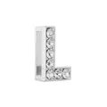 Perle coulissante lettre L argentée avec strass pour bracelet en maille 10mm - Argent L