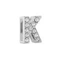 Charme lettre K argentée avec cristaux et trou rectangulaire pour bracelet mesh - Argent K