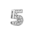 Charm chiffre 5 en métal argenté avec strass brillants pour bracelets de perles - Argent 5