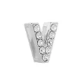Charme lettre V argenté avec zircons pour bracelet en maille 10mm bijoux DIY - Argent V