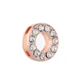 Charm 10mm en alliage or rose avec strass brillants pour bracelet à lettres carrées - Lettre O (Or Rose O)