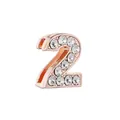 Breloque chiffre 2 en or rose sertie de cristaux blancs pour bracelets de montre - Chiffre 2 (Or Rose 2)