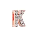 Perle lettre K en or rose avec cristaux blancs pour bracelet coulissant 10mm - Lettre K (Or rose)