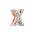 Breloque lettre X en or rose 10mm avec cristaux étincelants pour bracelets - Lettre X (Or Rose)