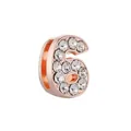 Charm chiffre 6 en or rose serti de cristaux brillants pour bracelets à charms - Chiffre 6 (Or rose 6)