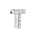 Charme lettre T argentée avec zircons brillants pour bracelets en maille 10mm - Argent T
