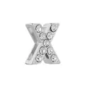 Charme lettre X en alliage argenté avec cristaux pour bracelets à maille 10mm - Argent X