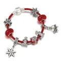 Bracciale di Natale in pelle intrecciata rossa con ciondoli in argento - 16cm / Stile Albero di Natale Pacco Regalo (Stile Quattro)
