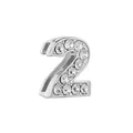 Charm chiffre 2 en argent avec zircons étincelants pour bracelets et montres en perles - Argent 2