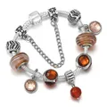 Bracciale con perline a goccia d'acqua colorate e catena snake argento con gemme calde - Extra Small / Stile Perline Toni Caldi