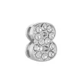Charme en alliage argenté numéro 8 orné de cristaux scintillants pour bracelets maille - Argent 8