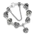Bracciale a serpente in argento con ciondolo albero della vita e perline smaltate - 16cm / Stile 2 (Tema Albero della Vita)