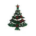 Spilla a forma di albero di Natale con smalto verde e strass colorati su fondo bianco - Stile Albero di Natale