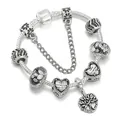 Bracciale a serpente d'argento con ciondolo Albero della Vita e charm Family Forever - 16cm / Stile 3 (Tema Family Forever)
