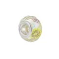 Macro detail of floral resin bead charm with yellow sunflower and red flower patterns - Sunflower Faceted Style (Style 2)