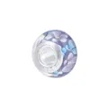 5mm large hole glass beads with purple floral patterns for DIY charm bracelets - Blue Purple Translucent Floral