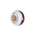 5mm large hole crystal glass charm bead with orange spiral pattern and 925 silver core - Orange Black White Swirl