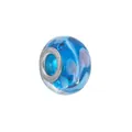 5mm blauwe kristalglas kraal met wit bloempatroon en metalen kern voor DIY-armbanden - Zeeblauw Werveling Textuur Stijl (Stijl 17)