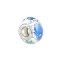 White resin flower charm with S925 silver core and purple floral pattern detail - Blue Purple Floral 925 Silver Core Style (Style 3)