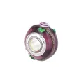 Dunkelviolette Glasperle mit grünen Herzen und rosa Punkten für DIY-Armbänder - Dunkellila Herzpunkt-Stil (Stil 3)
