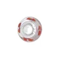 DIY charm bead in glass with red floral pattern and S925 sterling silver core - Clear with Red Petals