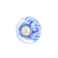 Deep blue and light blue swirl glass charm bead with 5mm large metal core hole - Dark Light Blue Swirl